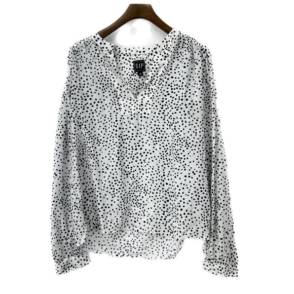 GAP Boyfriend Fit White Black Polka Dot Tunic Long Sleeve NWT SIZE XS - Picture 1 of 3